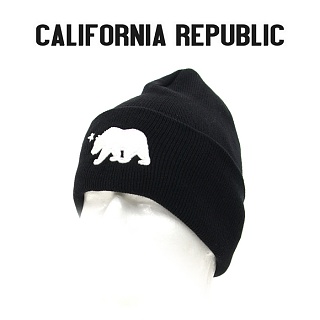 [California Republic] Cali Bear Long Beanies (Black) - 캘리포니아 리퍼블릭 캘리베어 롱 비니 (블랙)