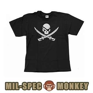 밀스펙 몽키 파이러트 스컬 반팔 티셔츠 (블랙)