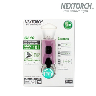 [Nextorch] USB Rechargeable LED Keychain Light (Pink) - 넥스토치 USB 충전식 LED 키체인 라이트 (핑크)