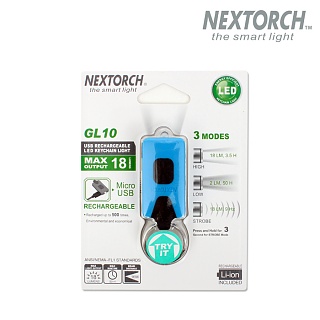 [Nextorch] USB Rechargeable LED Keychain Light (Blue) - 넥스토치 USB 충전식 LED 키체인 라이트 (블루)