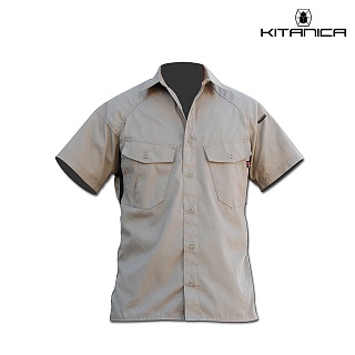 [Kitanica] LWV Short Sleeve Shirt (Khaki) - 키타니카 LWV 숏 슬리브 셔츠 (카키)